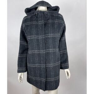 Eileen Fisher Chash Alpaca Blend Hooded Coat Women S NWT $598 Lined Plaid Pocket